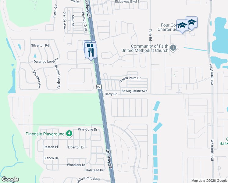 map of restaurants, bars, coffee shops, grocery stores, and more near 411 Saint Augustine Avenue in Davenport