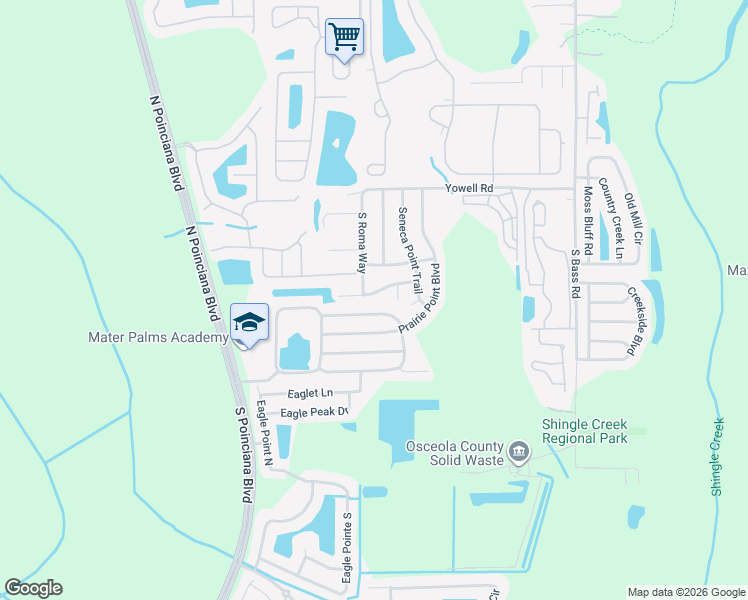map of restaurants, bars, coffee shops, grocery stores, and more near 4690 Cheyenne Point Trail in Kissimmee