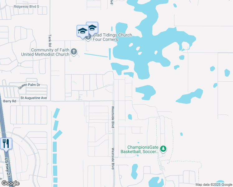 map of restaurants, bars, coffee shops, grocery stores, and more near Unnamed Road in Kissimmee