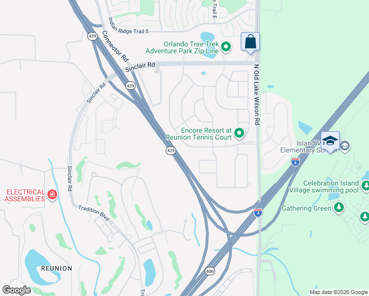 map of restaurants, bars, coffee shops, grocery stores, and more near 7673 Fairfax Drive in Kissimmee