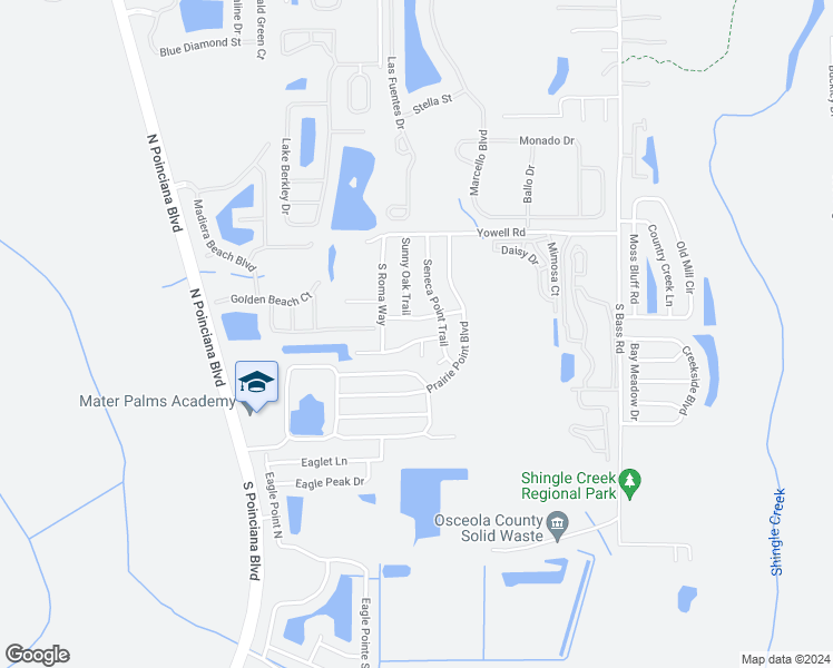 map of restaurants, bars, coffee shops, grocery stores, and more near 4511 Oakbrook Court in Kissimmee
