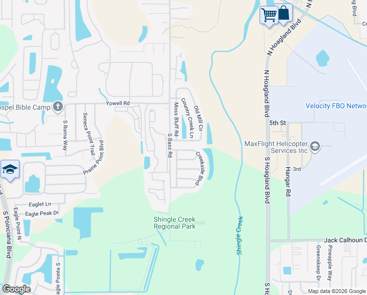 map of restaurants, bars, coffee shops, grocery stores, and more near 274 Old Mill Circle in Kissimmee