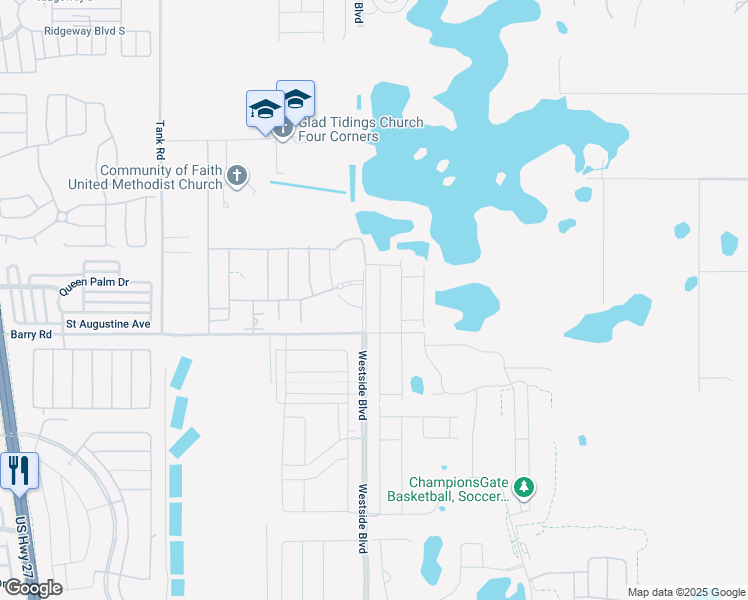 map of restaurants, bars, coffee shops, grocery stores, and more near Unnamed Road in Kissimmee