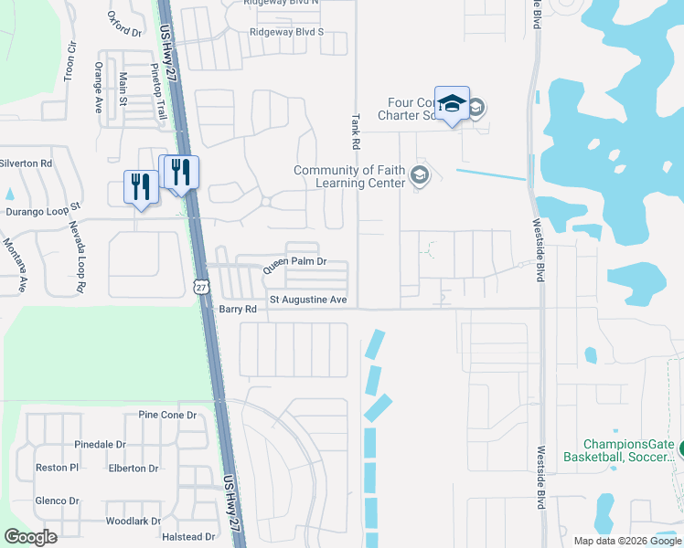 map of restaurants, bars, coffee shops, grocery stores, and more near 420 Hibiscus Street in Davenport