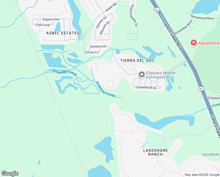 map of restaurants, bars, coffee shops, grocery stores, and more near 9046 Tollison Loop in Land O' Lakes