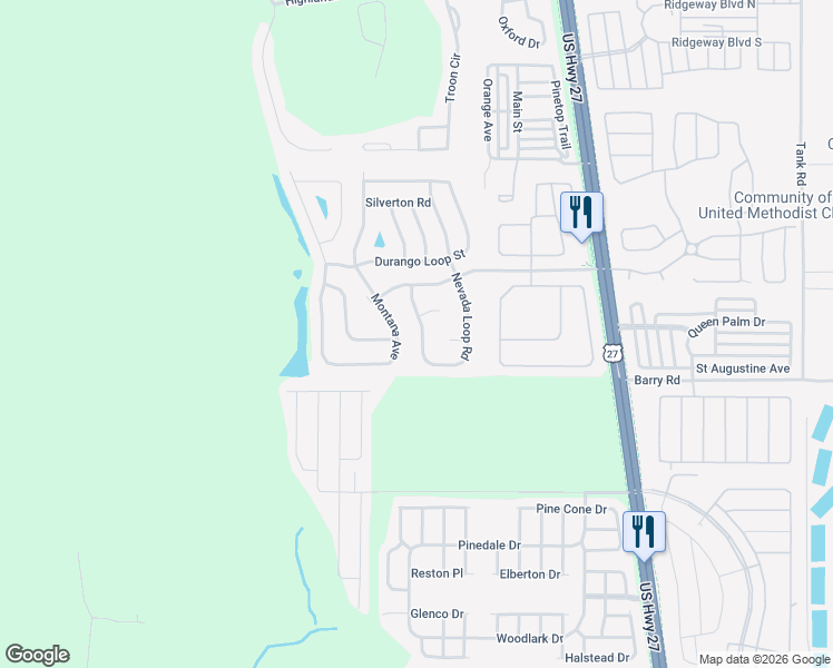 map of restaurants, bars, coffee shops, grocery stores, and more near 436 Nevada Loop Road in Davenport