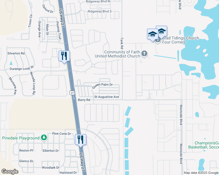 map of restaurants, bars, coffee shops, grocery stores, and more near 632 Tropical Avenue in Davenport
