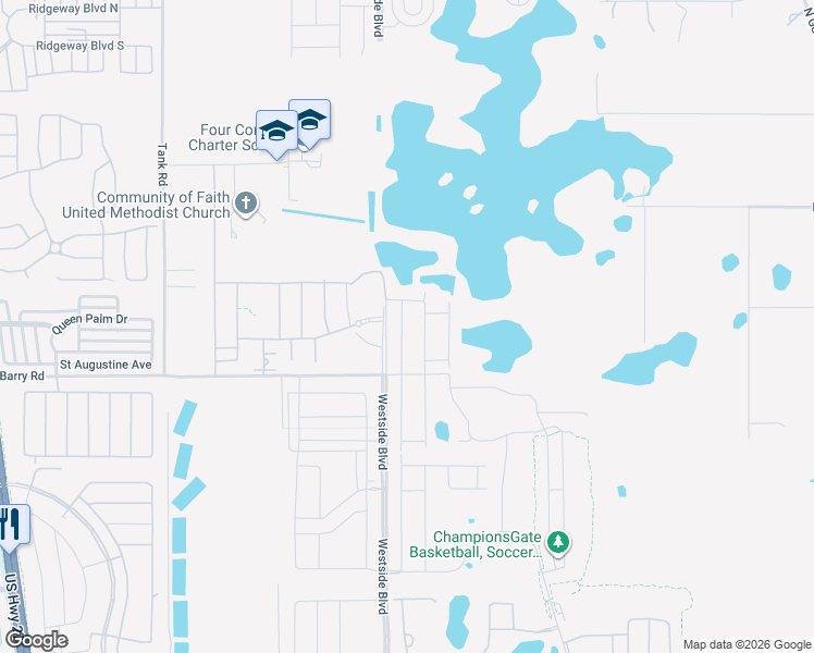 map of restaurants, bars, coffee shops, grocery stores, and more near Unnamed Road in Kissimmee