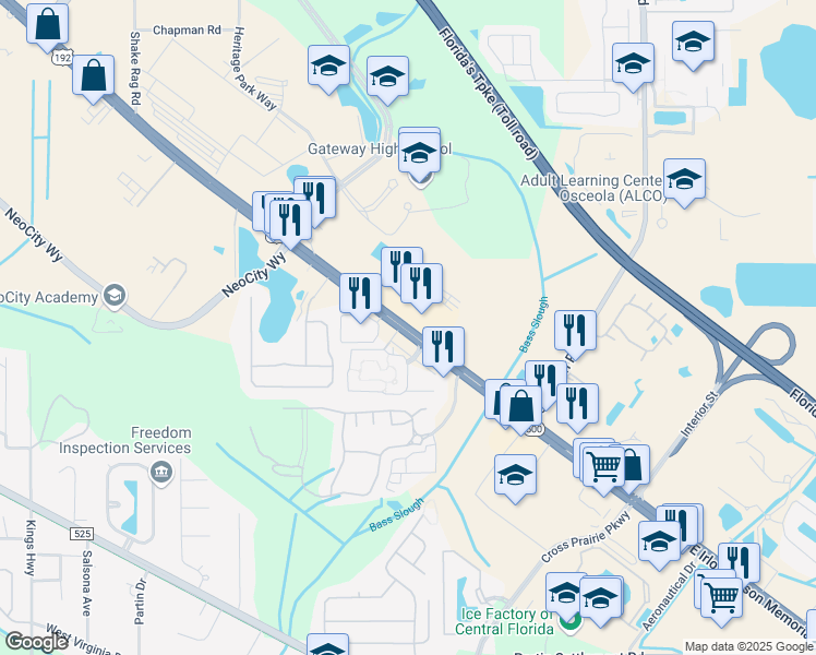 map of restaurants, bars, coffee shops, grocery stores, and more near 2057 E Irlo Bronson Memorial Hwy in Kissimmee