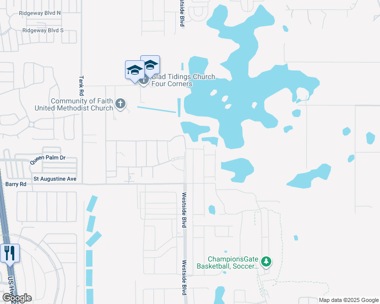 map of restaurants, bars, coffee shops, grocery stores, and more near Unnamed Road in Kissimmee