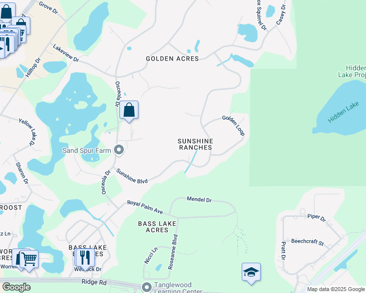 map of restaurants, bars, coffee shops, grocery stores, and more near 9125 Sunshine Boulevard in New Port Richey