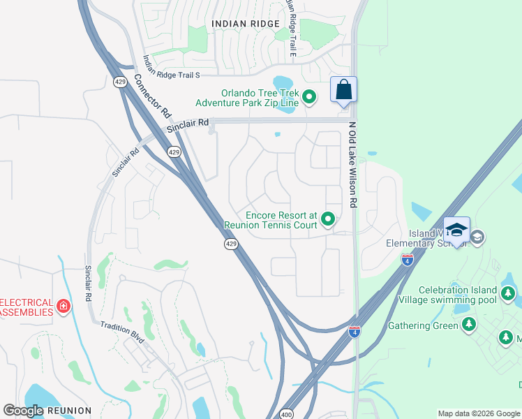 map of restaurants, bars, coffee shops, grocery stores, and more near 351 Burma Street in Kissimmee