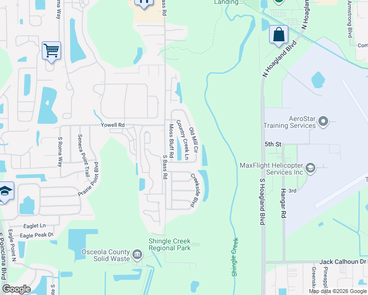 map of restaurants, bars, coffee shops, grocery stores, and more near 112 Country Creek Lane in Kissimmee
