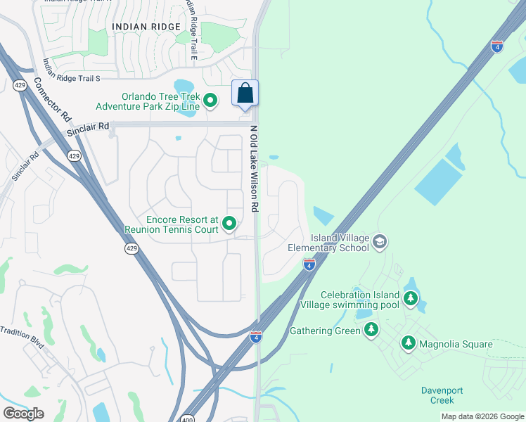 map of restaurants, bars, coffee shops, grocery stores, and more near 230 Minton Loop in Kissimmee