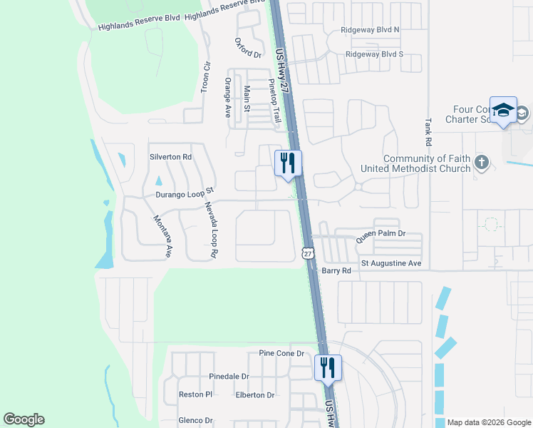 map of restaurants, bars, coffee shops, grocery stores, and more near 100 Casterton Circle in Davenport