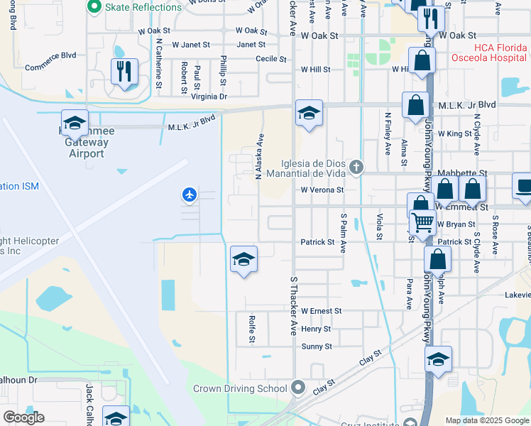 map of restaurants, bars, coffee shops, grocery stores, and more near 2040 Valencia Circle in Kissimmee