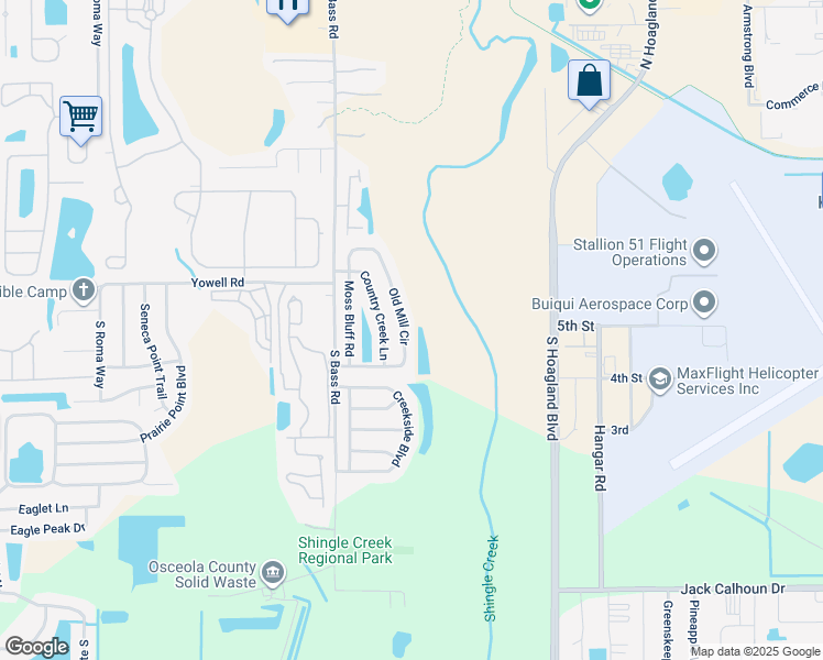 map of restaurants, bars, coffee shops, grocery stores, and more near 248 Old Mill Circle in Kissimmee