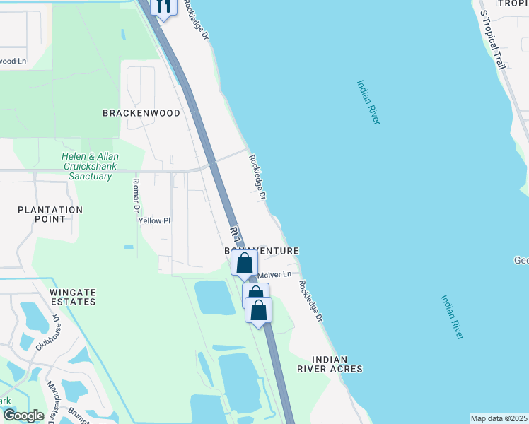 map of restaurants, bars, coffee shops, grocery stores, and more near 2039 Rockledge Drive in Rockledge