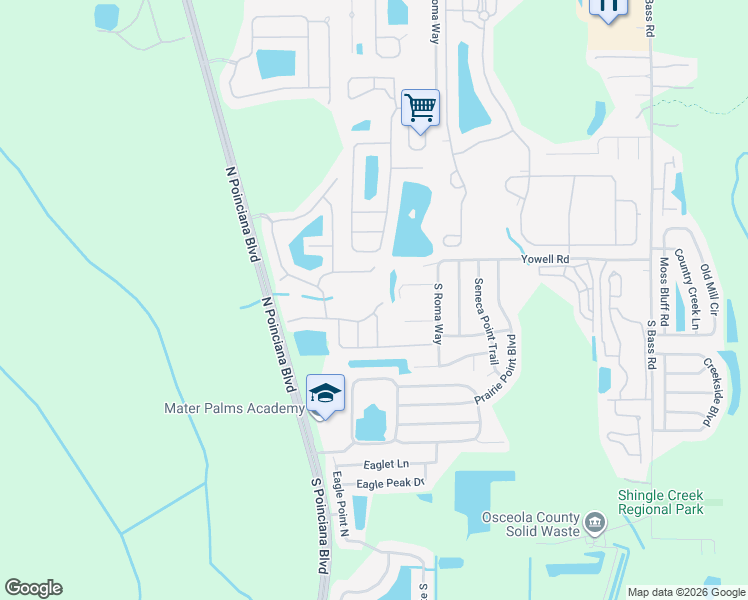 map of restaurants, bars, coffee shops, grocery stores, and more near 4657 Golden Beach Court in Kissimmee