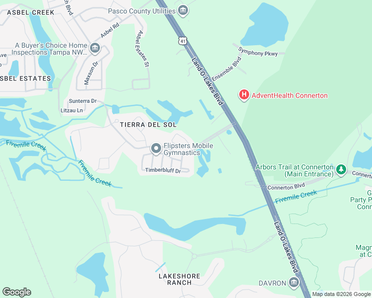 map of restaurants, bars, coffee shops, grocery stores, and more near 9432 Black Thorn Loop in Land O' Lakes