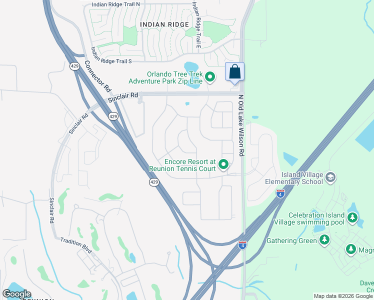 map of restaurants, bars, coffee shops, grocery stores, and more near 7707 Graben Street in Kissimmee