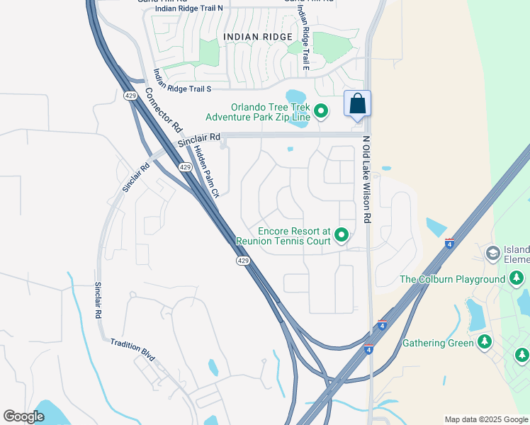map of restaurants, bars, coffee shops, grocery stores, and more near 351 Burma Street in Kissimmee