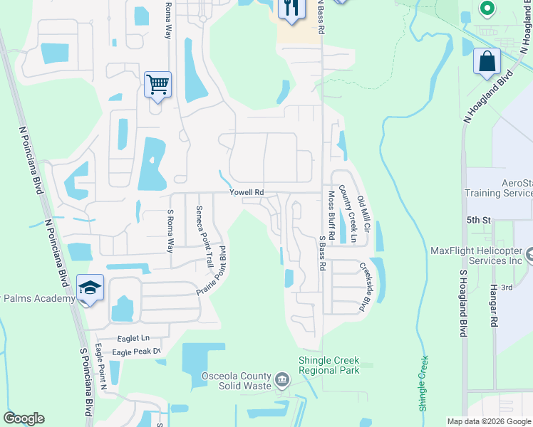 map of restaurants, bars, coffee shops, grocery stores, and more near 4400-4529 Daisy Dr in Kissimmee