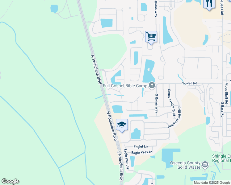 map of restaurants, bars, coffee shops, grocery stores, and more near 4701 Golden Beach Court in Kissimmee