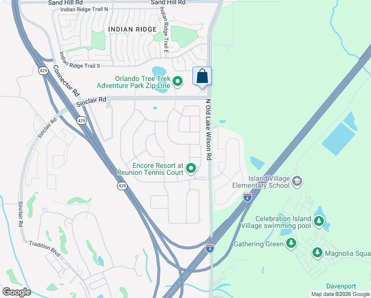 map of restaurants, bars, coffee shops, grocery stores, and more near 240 Clawson Way in Kissimmee