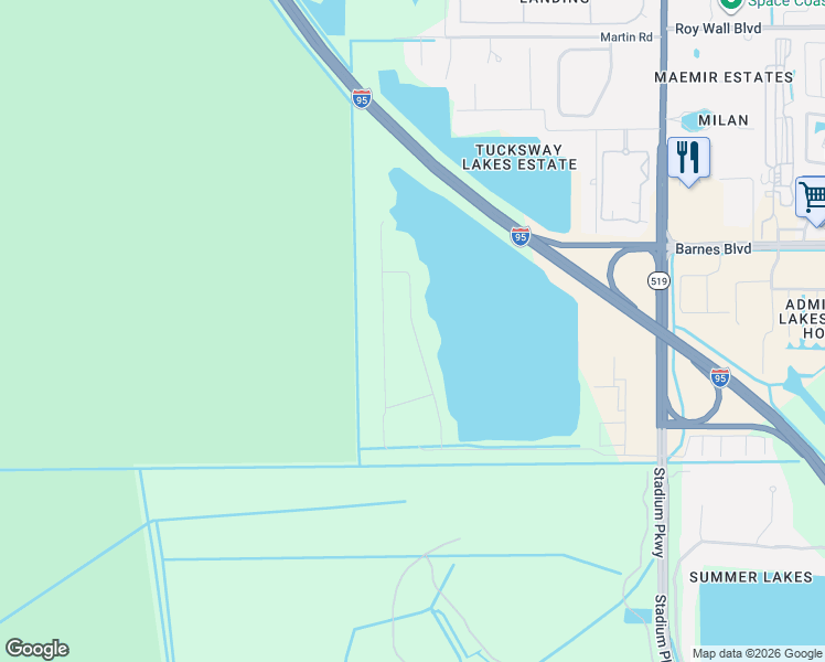map of restaurants, bars, coffee shops, grocery stores, and more near 4151 Fiske Trail in Rockledge