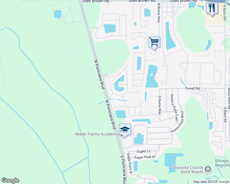 map of restaurants, bars, coffee shops, grocery stores, and more near 131 Madiera Beach Boulevard in Kissimmee