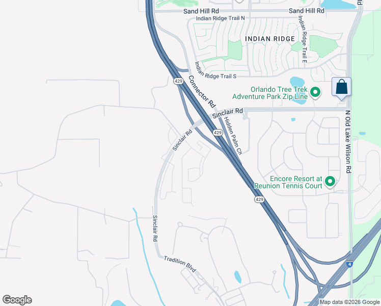 map of restaurants, bars, coffee shops, grocery stores, and more near 51 Aspire Drive in Kissimmee