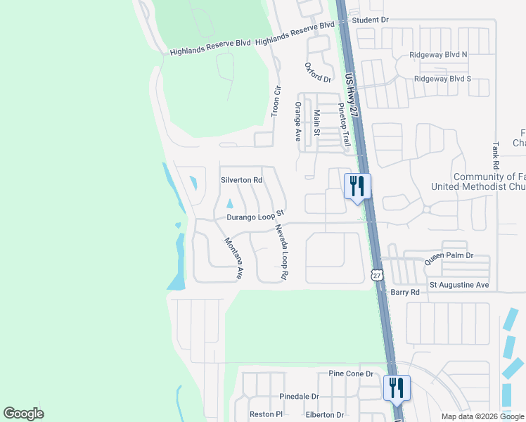 map of restaurants, bars, coffee shops, grocery stores, and more near 234 Santana Place in Davenport