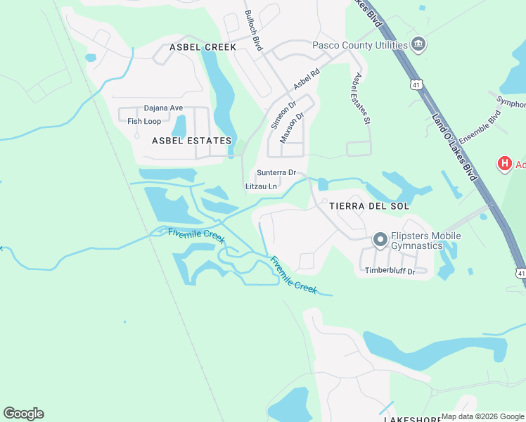 map of restaurants, bars, coffee shops, grocery stores, and more near 18815 Narimore Drive in Land O' Lakes