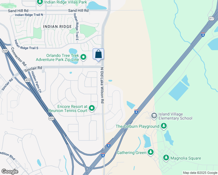 map of restaurants, bars, coffee shops, grocery stores, and more near 331 Pendant Court in Kissimmee