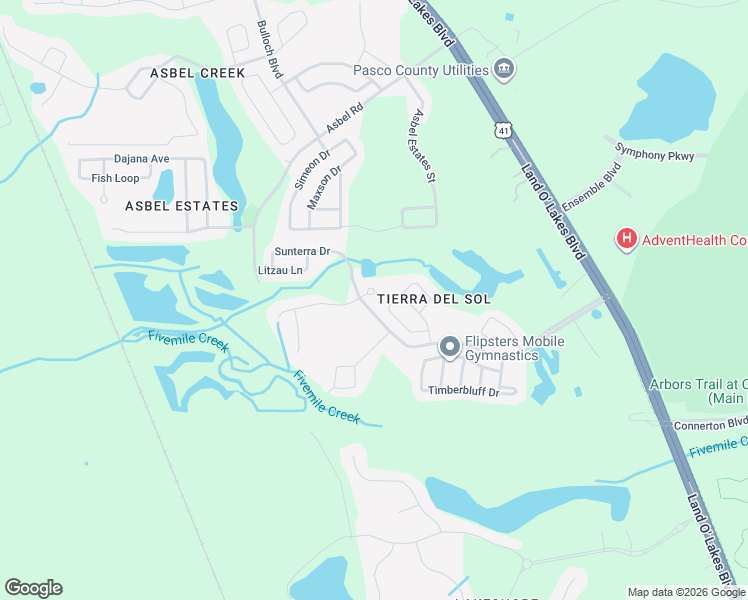 map of restaurants, bars, coffee shops, grocery stores, and more near 19028 Narimore Drive in Land O' Lakes