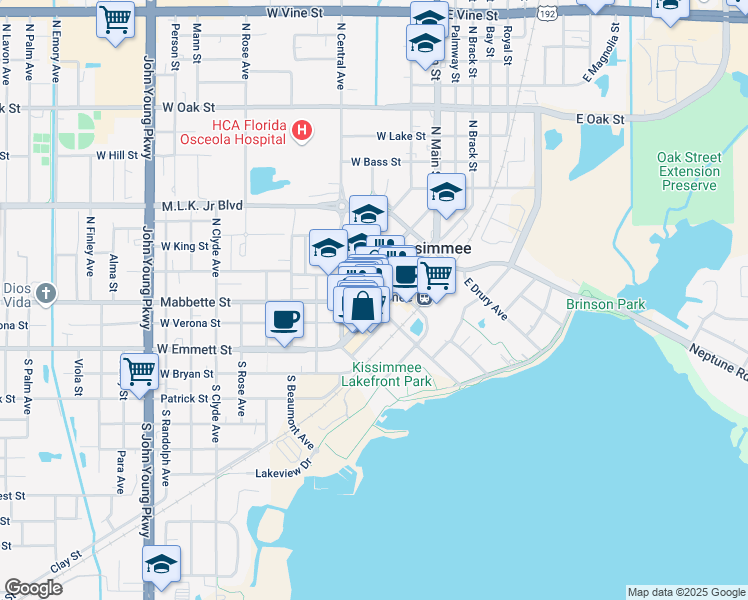 map of restaurants, bars, coffee shops, grocery stores, and more near 114 County Road 532 in Kissimmee