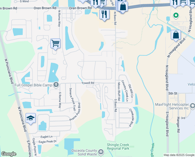map of restaurants, bars, coffee shops, grocery stores, and more near 4619 Daisy Drive in Kissimmee