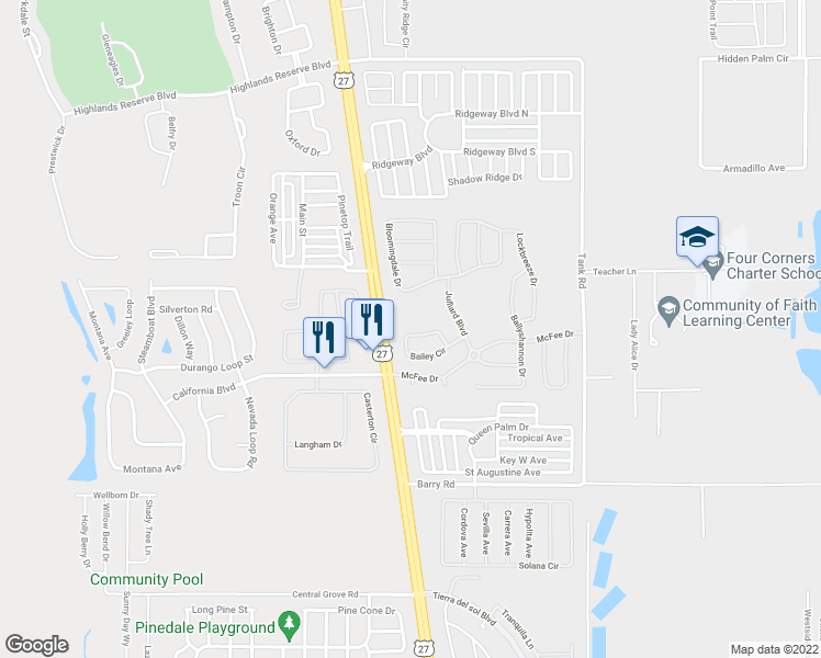 map of restaurants, bars, coffee shops, grocery stores, and more near 411 Bailey Circle in Davenport