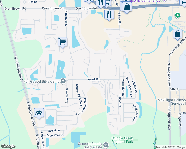 map of restaurants, bars, coffee shops, grocery stores, and more near 507 Marcello Boulevard in Kissimmee