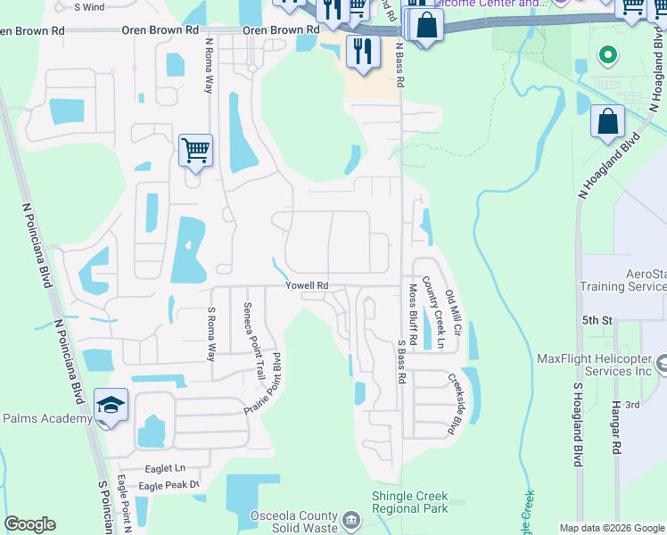 map of restaurants, bars, coffee shops, grocery stores, and more near 240 Ballo Drive in Kissimmee