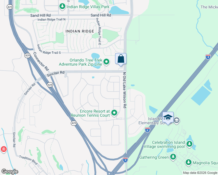 map of restaurants, bars, coffee shops, grocery stores, and more near 7614 Brookhurst Lane in Kissimmee
