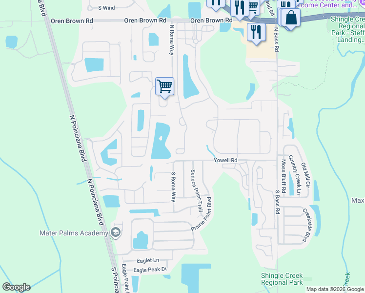 map of restaurants, bars, coffee shops, grocery stores, and more near 241 Las Fuentes Drive in Kissimmee