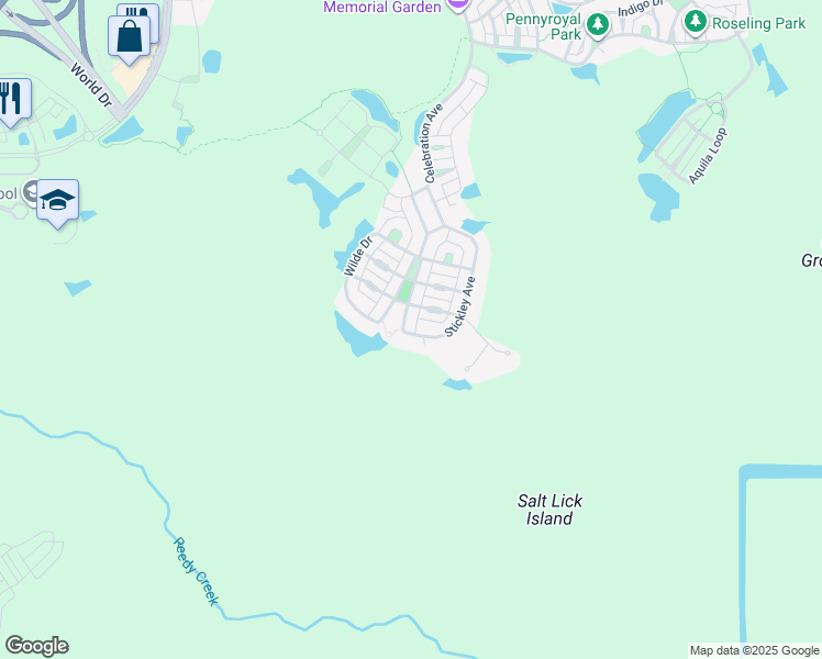 map of restaurants, bars, coffee shops, grocery stores, and more near 1454 Stickley Avenue in Celebration