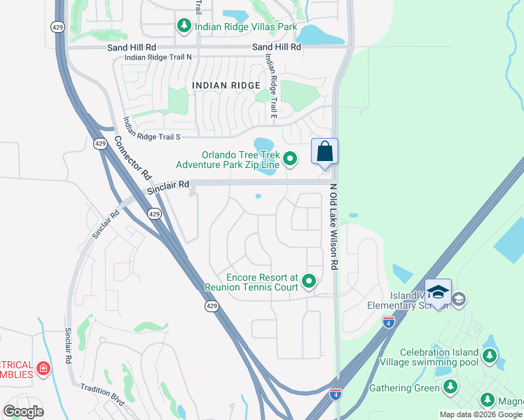 map of restaurants, bars, coffee shops, grocery stores, and more near 7707 Banyan Boulevard in Kissimmee