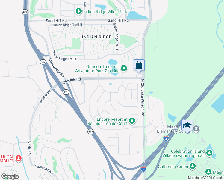 map of restaurants, bars, coffee shops, grocery stores, and more near 7707 Banyan Boulevard in Kissimmee
