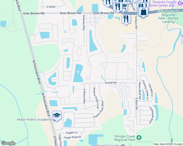 map of restaurants, bars, coffee shops, grocery stores, and more near 241 Las Fuentes Drive in Kissimmee