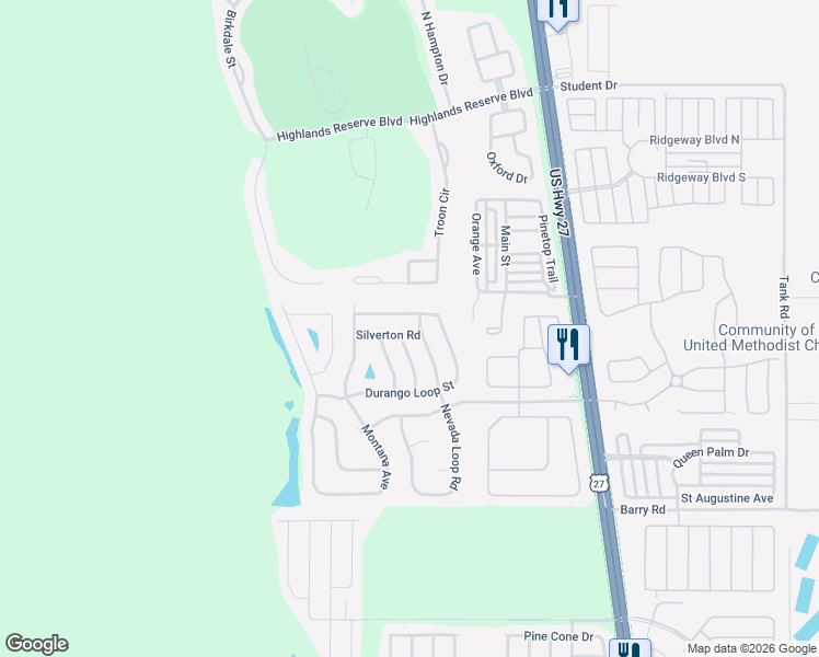 map of restaurants, bars, coffee shops, grocery stores, and more near 126 Silverton Road in Davenport