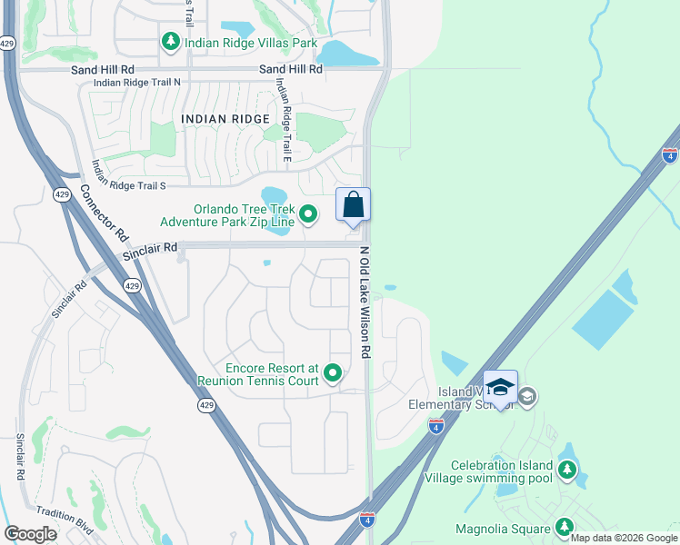 map of restaurants, bars, coffee shops, grocery stores, and more near 7614 Brookhurst Lane in Kissimmee