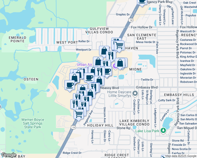 map of restaurants, bars, coffee shops, grocery stores, and more near in Port Richey